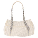 Christian Dior Trotter Canvas Romantic Chain Bag PVC White Silver Auth 185008SAV-2