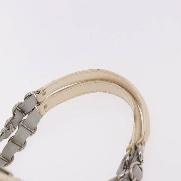 Christian Dior Trotter Canvas Romantic Chain Bag PVC White Silver Auth 185008SAV