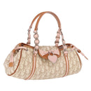 Christian Dior Trotter Canvas Romantic Hand Bag PVC Beige Silver Auth 185009SAM-1
