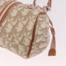 Christian Dior Trotter Canvas Romantic Hand Bag PVC Beige Silver Auth 185009SAM-13