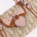 Christian Dior Trotter Canvas Romantic Hand Bag PVC Beige Silver Auth 185009SAM-14