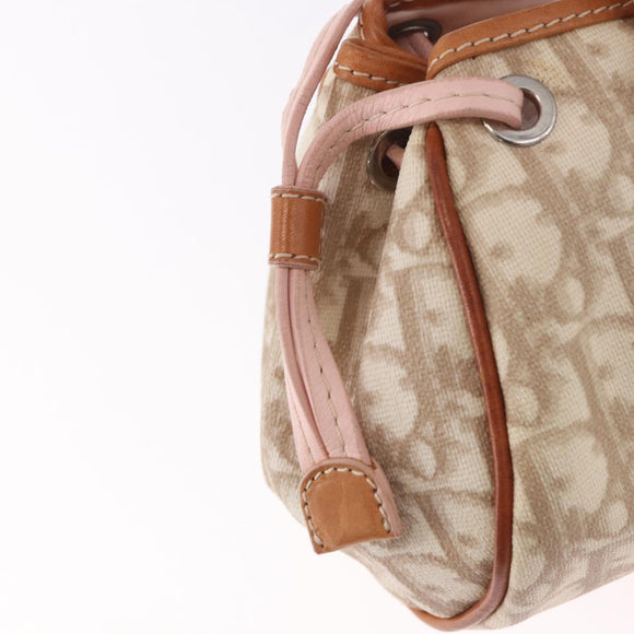Christian Dior Trotter Canvas Romantic Hand Bag PVC Beige Silver Auth 185009SAM