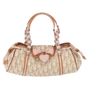 Christian Dior Trotter Canvas Romantic Hand Bag PVC Beige Silver Auth 185009SAM-2