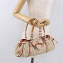 Christian Dior Trotter Canvas Romantic Hand Bag PVC Beige Silver Auth 185009SAM-25