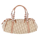 Christian Dior Trotter Canvas Romantic Hand Bag PVC Beige Silver Auth 185009SAM-3