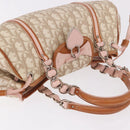Christian Dior Trotter Canvas Romantic Hand Bag PVC Beige Silver Auth 185009SAM-6