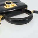 Salvatore Ferragamo Gancini Hand Bag Leather 2way Black Gold Auth 185010-9