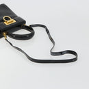 Salvatore Ferragamo Gancini Hand Bag Leather 2way Black Gold Auth 185010-10