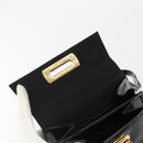 Salvatore Ferragamo Gancini Hand Bag Leather 2way Black Gold Auth 185010-23