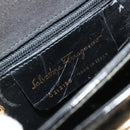 Salvatore Ferragamo Gancini Hand Bag Leather 2way Black Gold Auth 185010-12