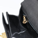 Salvatore Ferragamo Gancini Hand Bag Leather 2way Black Gold Auth 185010-25