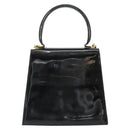 Salvatore Ferragamo Gancini Hand Bag Leather 2way Black Gold Auth 185010-2