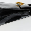 Salvatore Ferragamo Gancini Hand Bag Leather 2way Black Gold Auth 185010-6
