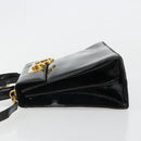 Salvatore Ferragamo Gancini Hand Bag Leather 2way Black Gold Auth 185010-7
