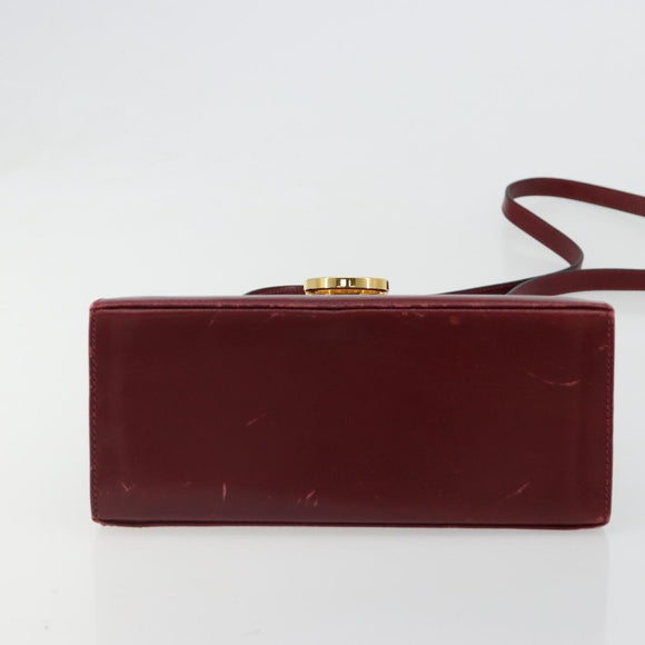 Salvatore Ferragamo Gancini Hand Bag Leather 2way Red Gold Auth 185011