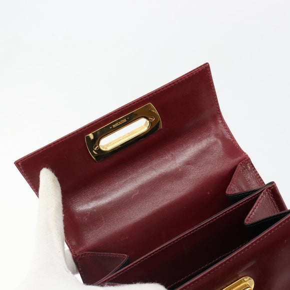 Salvatore Ferragamo Gancini Hand Bag Leather 2way Red Gold Auth 185011