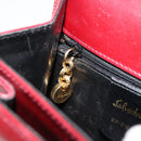Salvatore Ferragamo Gancini Hand Bag Leather 2way Red Gold Auth 185011-24