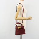 Salvatore Ferragamo Gancini Hand Bag Leather 2way Red Gold Auth 185011-27