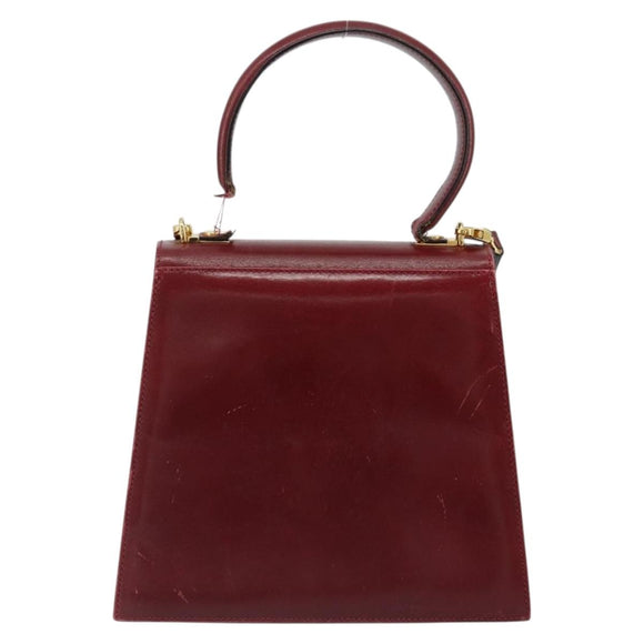 Salvatore Ferragamo Gancini Hand Bag Leather 2way Red Gold Auth 185011