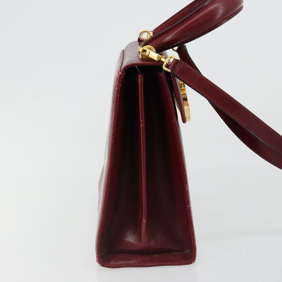 Salvatore Ferragamo Gancini Hand Bag Leather 2way Red Gold Auth 185011