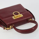 Salvatore Ferragamo Gancini Hand Bag Leather 2way Red Gold Auth 185011-6