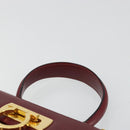 Salvatore Ferragamo Gancini Hand Bag Leather 2way Red Gold Auth 185011-14