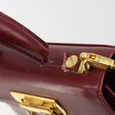 Salvatore Ferragamo Gancini Hand Bag Leather 2way Red Gold Auth 185011-8
