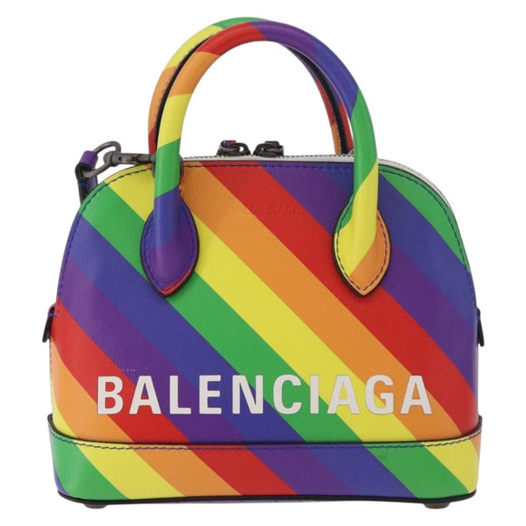 BALENCIAGA Ville XXS Hand Bag Leather 2way Rainbow 550646 Auth 185014M