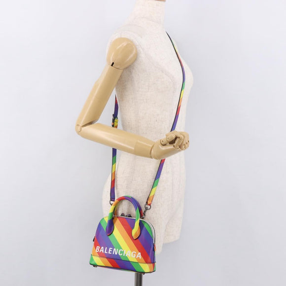 BALENCIAGA Ville XXS Hand Bag Leather 2way Rainbow 550646 Auth 185014M