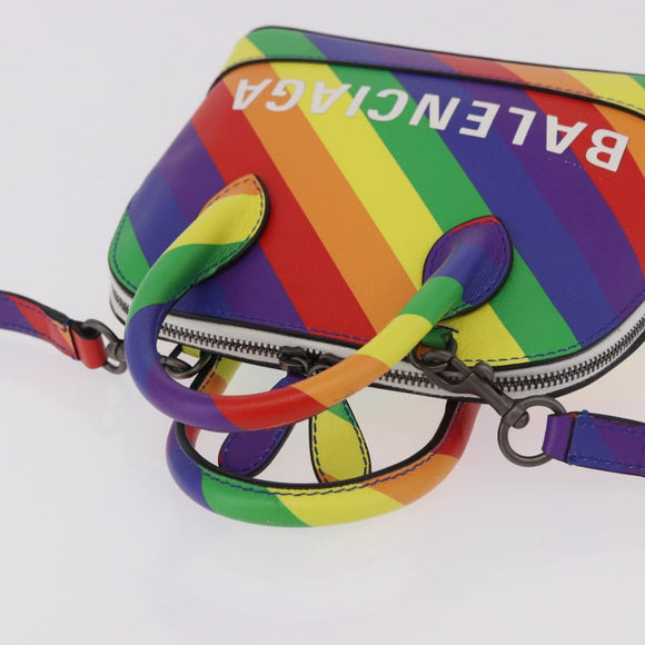 BALENCIAGA Ville XXS Hand Bag Leather 2way Rainbow 550646 Auth 185014M