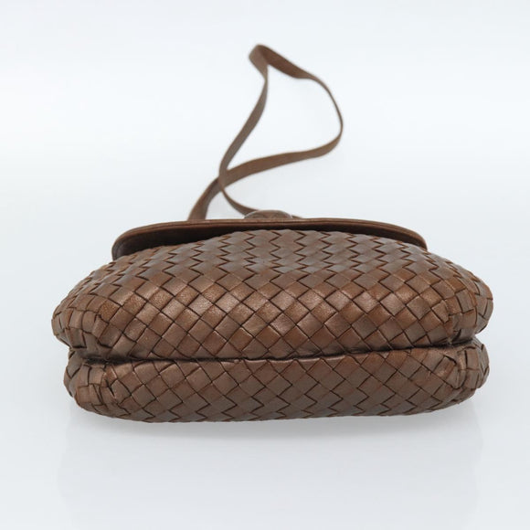 BOTTEGA VENETA INTRECCIATO Hand Bag Leather 2way Bronze Gold Auth 185015