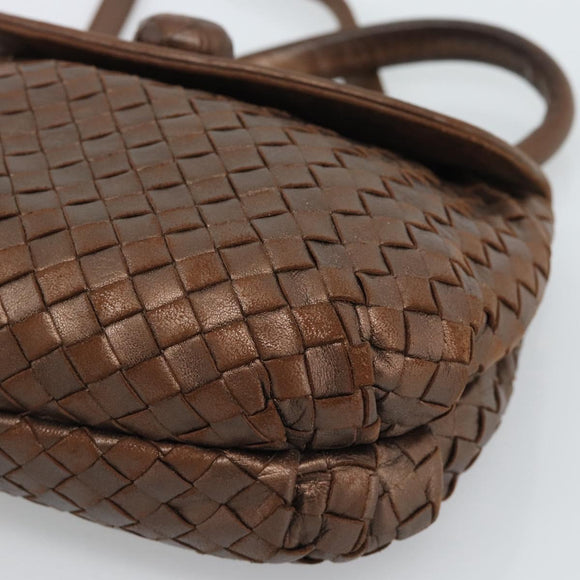 BOTTEGA VENETA INTRECCIATO Hand Bag Leather 2way Bronze Gold Auth 185015