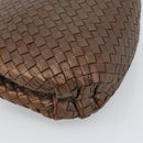 BOTTEGA VENETA INTRECCIATO Hand Bag Leather 2way Bronze Gold Auth 185015-18