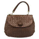 BOTTEGA VENETA INTRECCIATO Hand Bag Leather 2way Bronze Gold Auth 185015-13