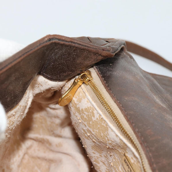BOTTEGA VENETA INTRECCIATO Hand Bag Leather 2way Bronze Gold Auth 185015