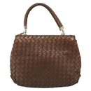 BOTTEGA VENETA INTRECCIATO Hand Bag Leather 2way Bronze Gold Auth 185015-2