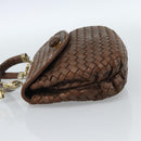 BOTTEGA VENETA INTRECCIATO Hand Bag Leather 2way Bronze Gold Auth 185015-3