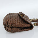 BOTTEGA VENETA INTRECCIATO Hand Bag Leather 2way Bronze Gold Auth 185015-4