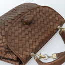 BOTTEGA VENETA INTRECCIATO Hand Bag Leather 2way Bronze Gold Auth 185015-6