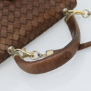 BOTTEGA VENETA INTRECCIATO Hand Bag Leather 2way Bronze Gold Auth 185015-7