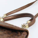 BOTTEGA VENETA INTRECCIATO Hand Bag Leather 2way Bronze Gold Auth 185015-9