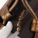 LOEWE Anagram Nappa Aire Hand Bag Leather Gold Auth 185016A-18