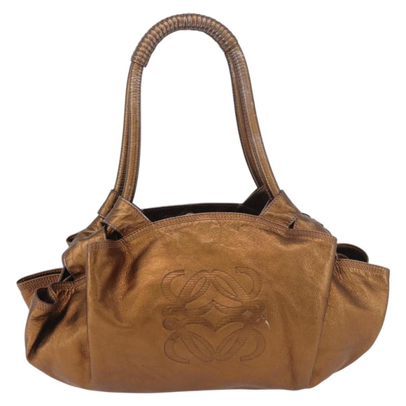 LOEWE Anagram Nappa Aire Handtasche Leder Gold Auth 185016A