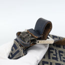 FENDI Zucchino Canvas Mamma Baguette Shoulder Bag Navy Silver Auth 185018-9