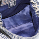 FENDI Zucchino Canvas Mamma Baguette Shoulder Bag Navy Silver Auth 185018-12