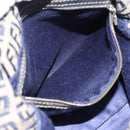 FENDI Zucchino Canvas Mamma Baguette Shoulder Bag Navy Silver Auth 185018-22