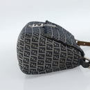 FENDI Zucchino Canvas Mamma Baguette Shoulder Bag Navy Silver Auth 185018-4