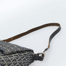 FENDI Zucchino Canvas Mamma Baguette Shoulder Bag Navy Silver Auth 185018-14