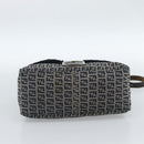 FENDI Zucchino Canvas Mamma Baguette Shoulder Bag Navy Silver Auth 185018-5