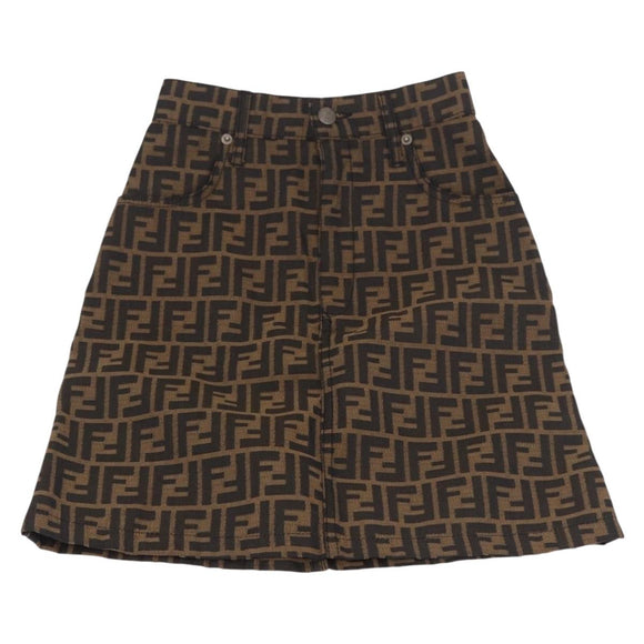 FENDI Zucca Canvas Skirt Black Brown Auth 185019A